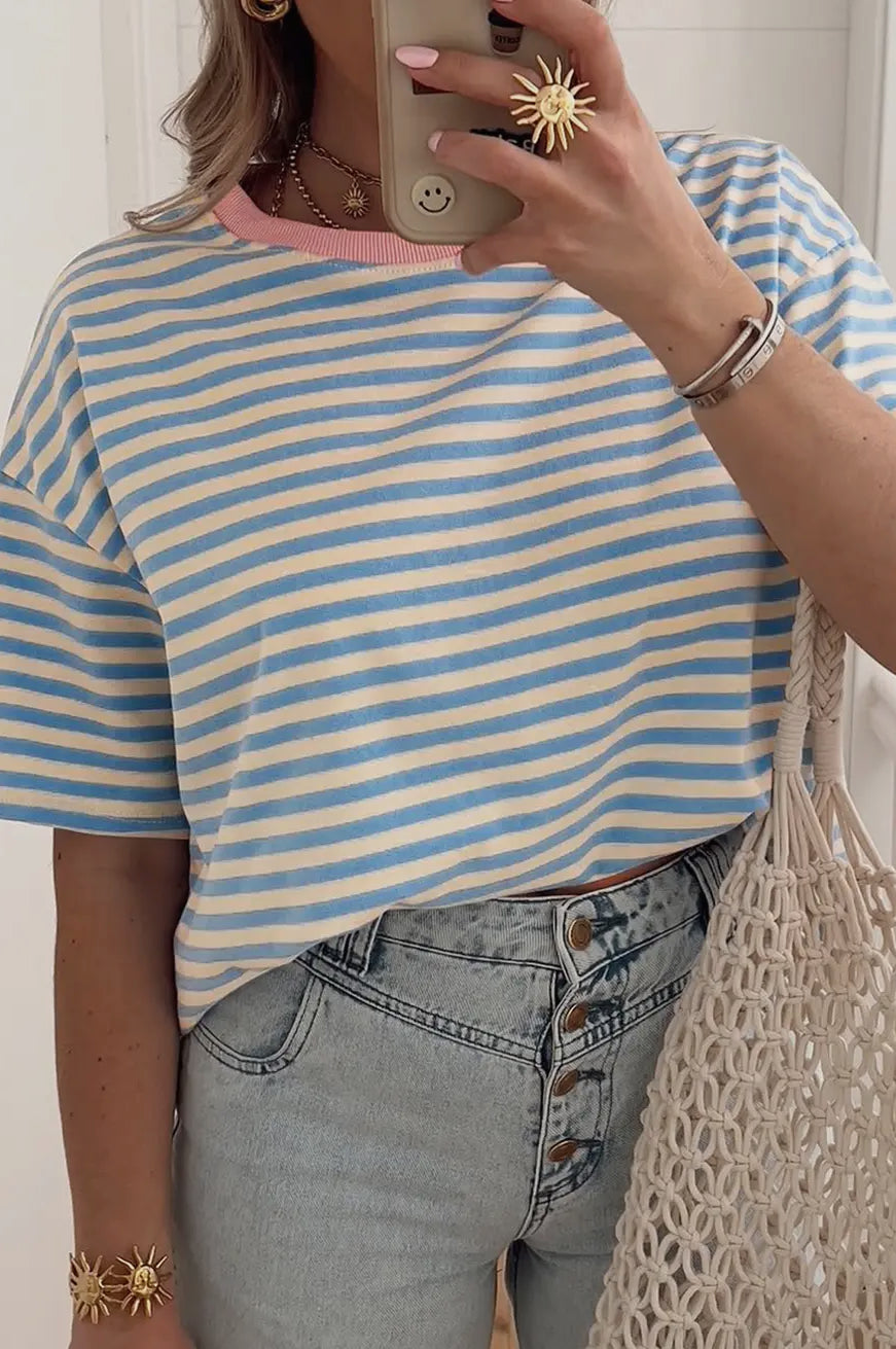 Blue Striped Top