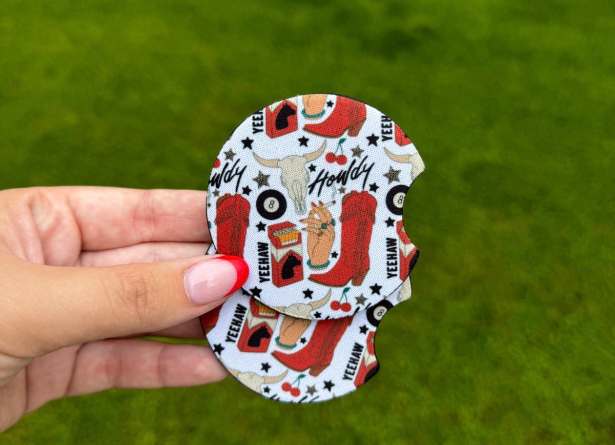 Howdy Western Car Coaster Set