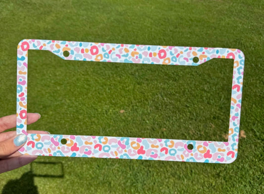 Colorful Leopard License Plate Frame